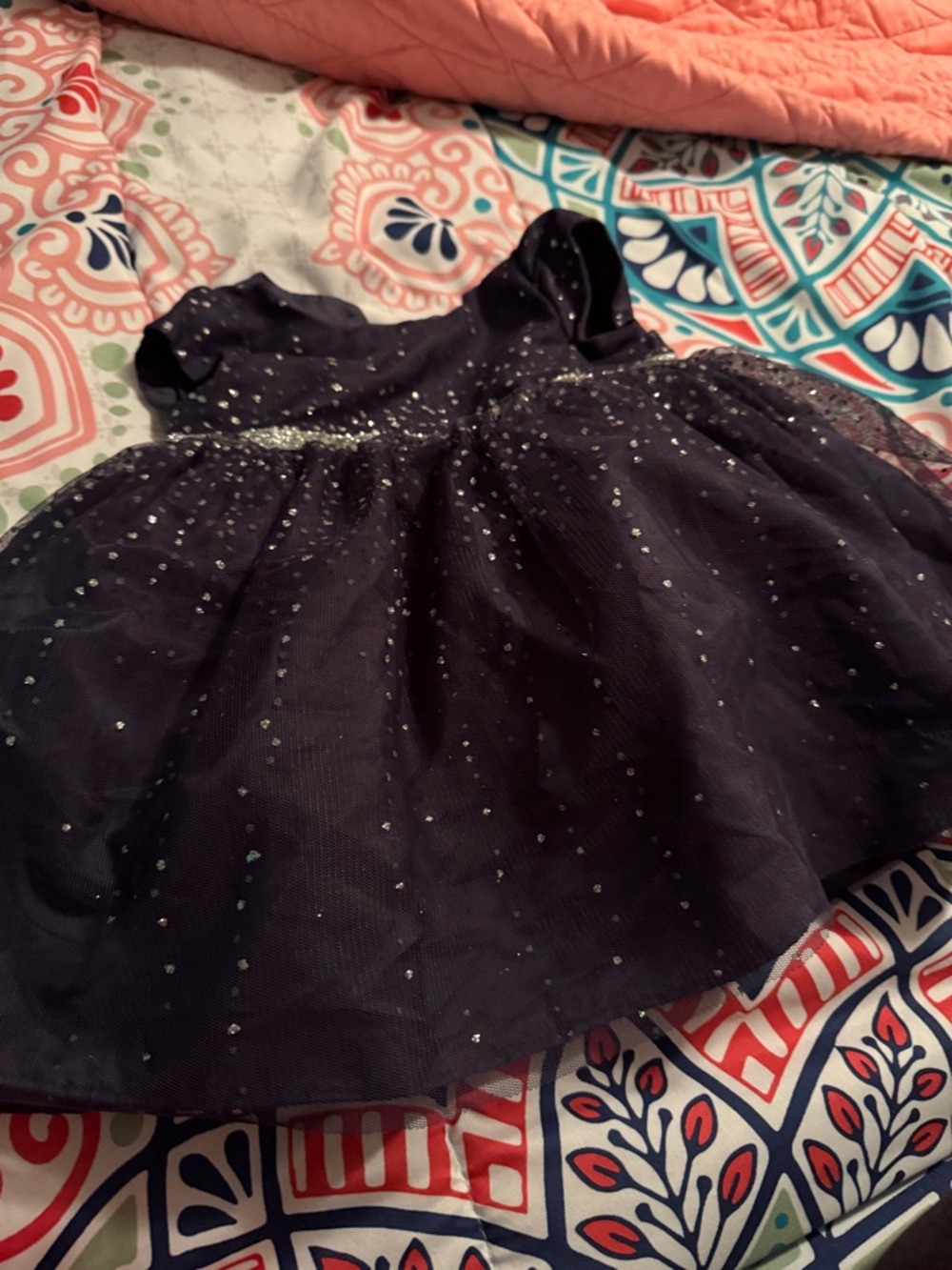 Girls Navy Sparkle Tulle Party Dress